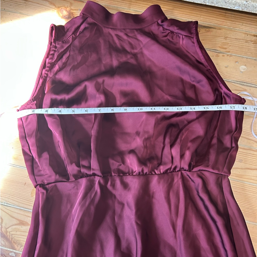 Lulus Classic Elegance Plum Chiffon Sleeveless Mock Neck Maxi Dress – Size M - Picture 3 of 9